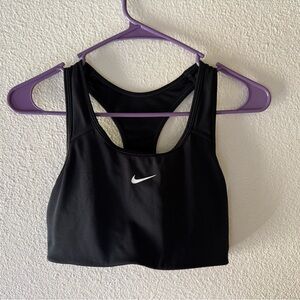 Nike Black Racerback Sports Bra with White Swoosh